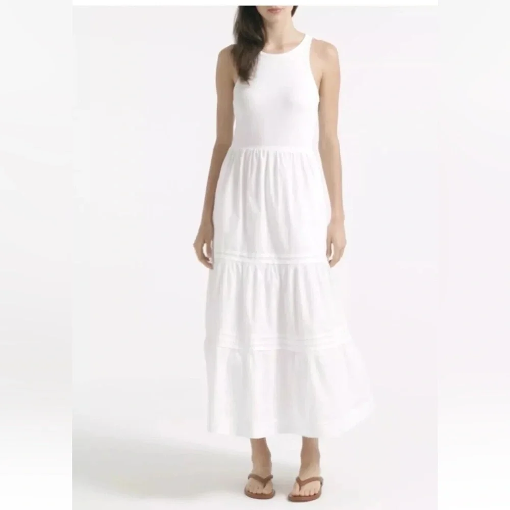 J. Crew Maxi dress Vintage midi High Neck Tank Poplin ribbed pockets ruffle